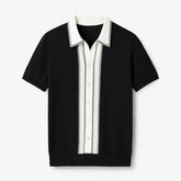 Contrast Trim Button-Up Knit Polo