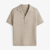 Men’s Cable Knit Button-Up Polo Shirt