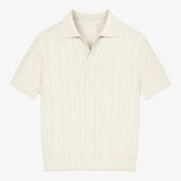 Open-Knit Casual Polo Shirt