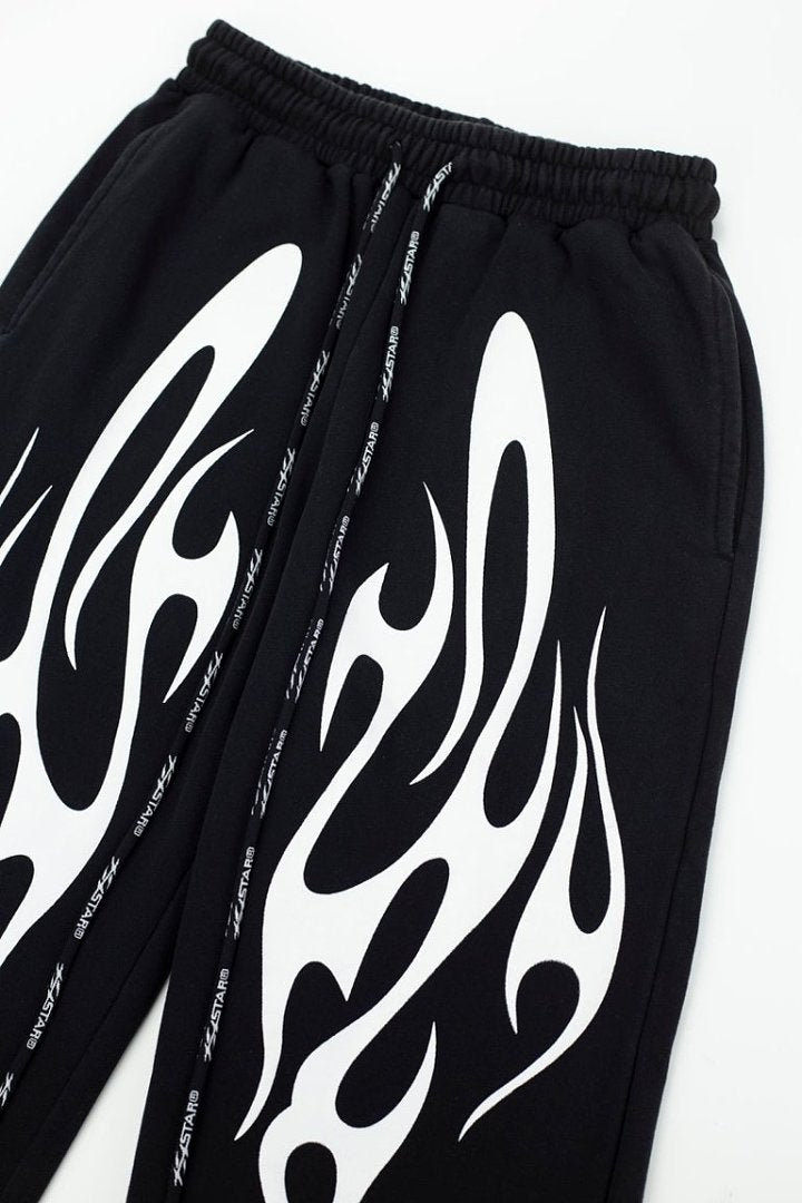 Tribal Flame Graphic Baggy Sweatpants