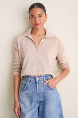 Tan Clayton Long Sleeve Knit Polo