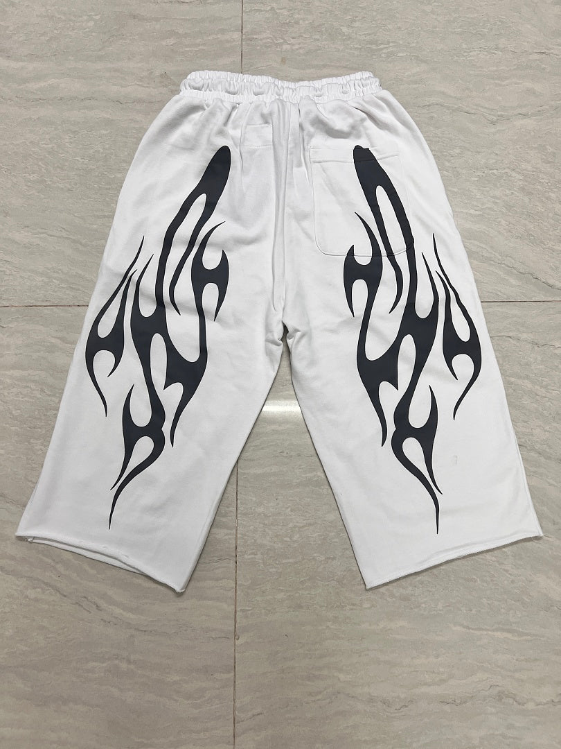 Tribal Flame Graphic Baggy Sweatpants