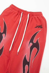 Red Tribal Graphic Baggy Sweatpants