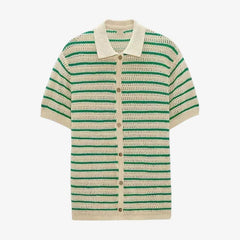Breeze Knit Striped Polo Shirt