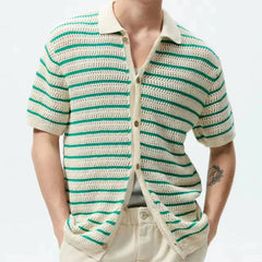 Breeze Knit Striped Polo Shirt