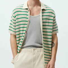 Breeze Knit Striped Polo Shirt