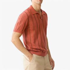 Retro Striped Knit Polo