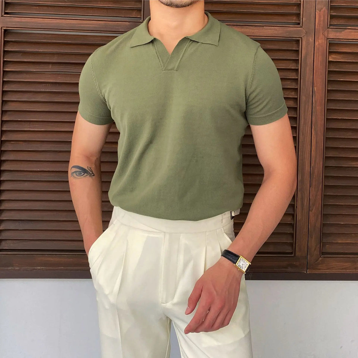 Casual Knit Polo Shirt
