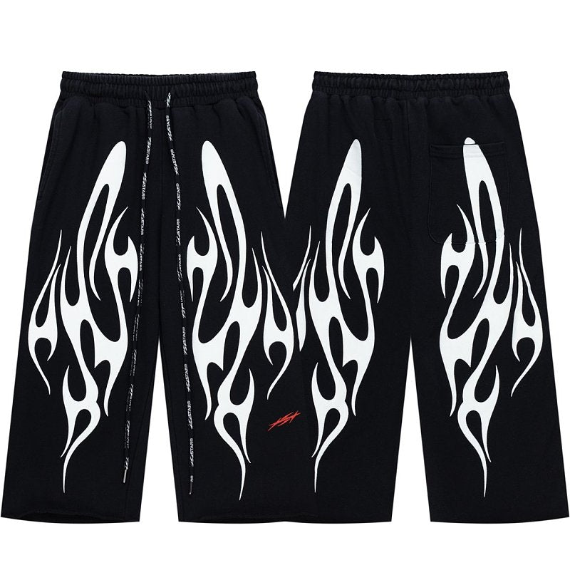 Tribal Flame Graphic Baggy Sweatpants