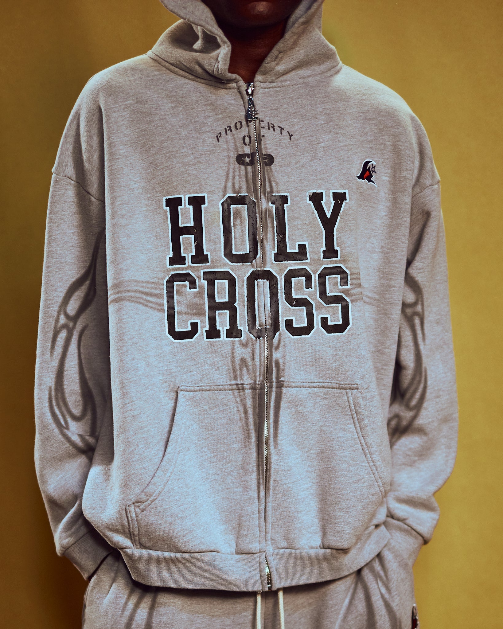 Holy Cross Zip Up - Heather Grey