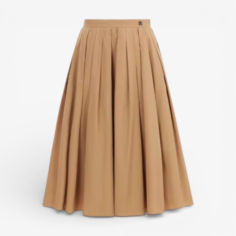 High-Waist Pleated Midi Skirt