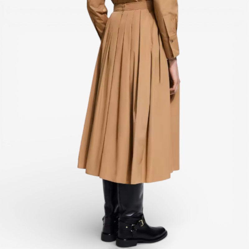 High-Waist Pleated Midi Skirt
