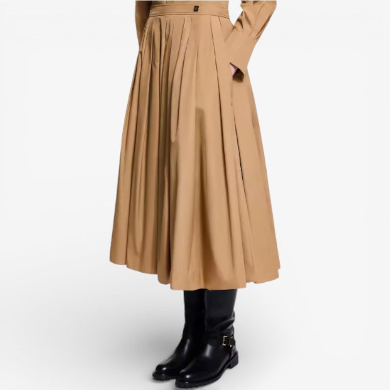 High-Waist Pleated Midi Skirt