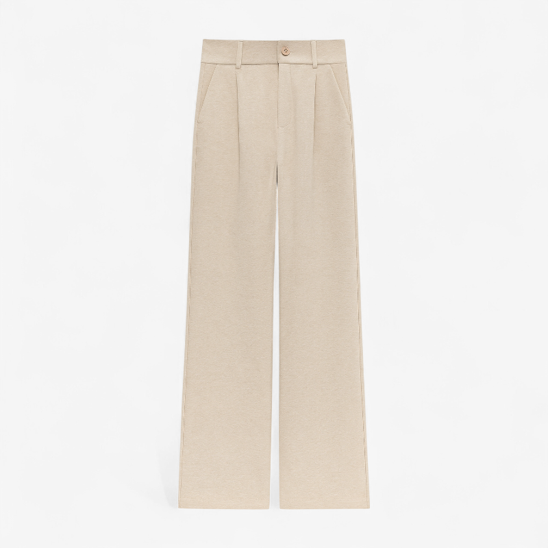 High-Waist Wide-Leg Pleated Trousers