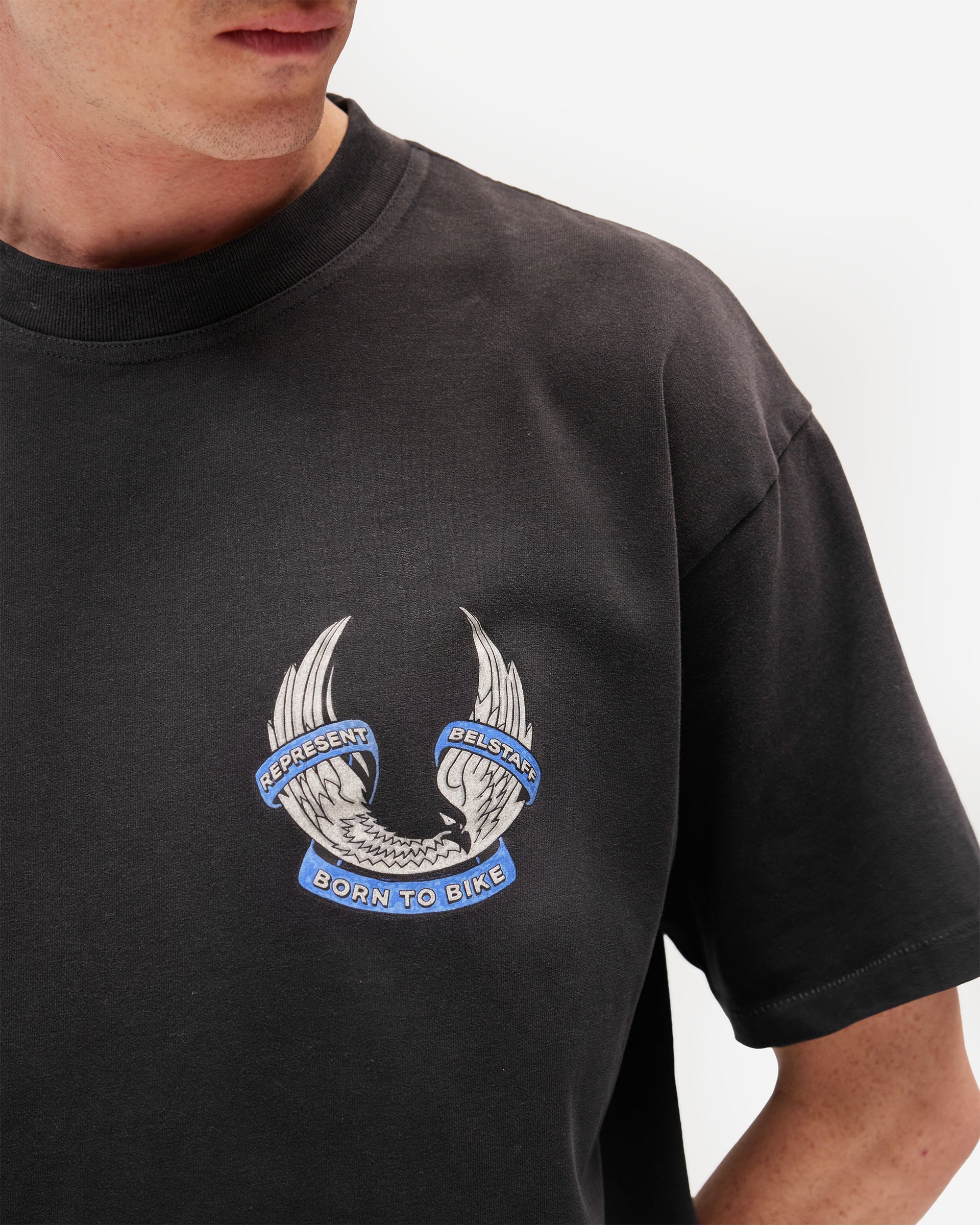 Represent X Belstaff Born To Bike T-Shirt - Aged Black