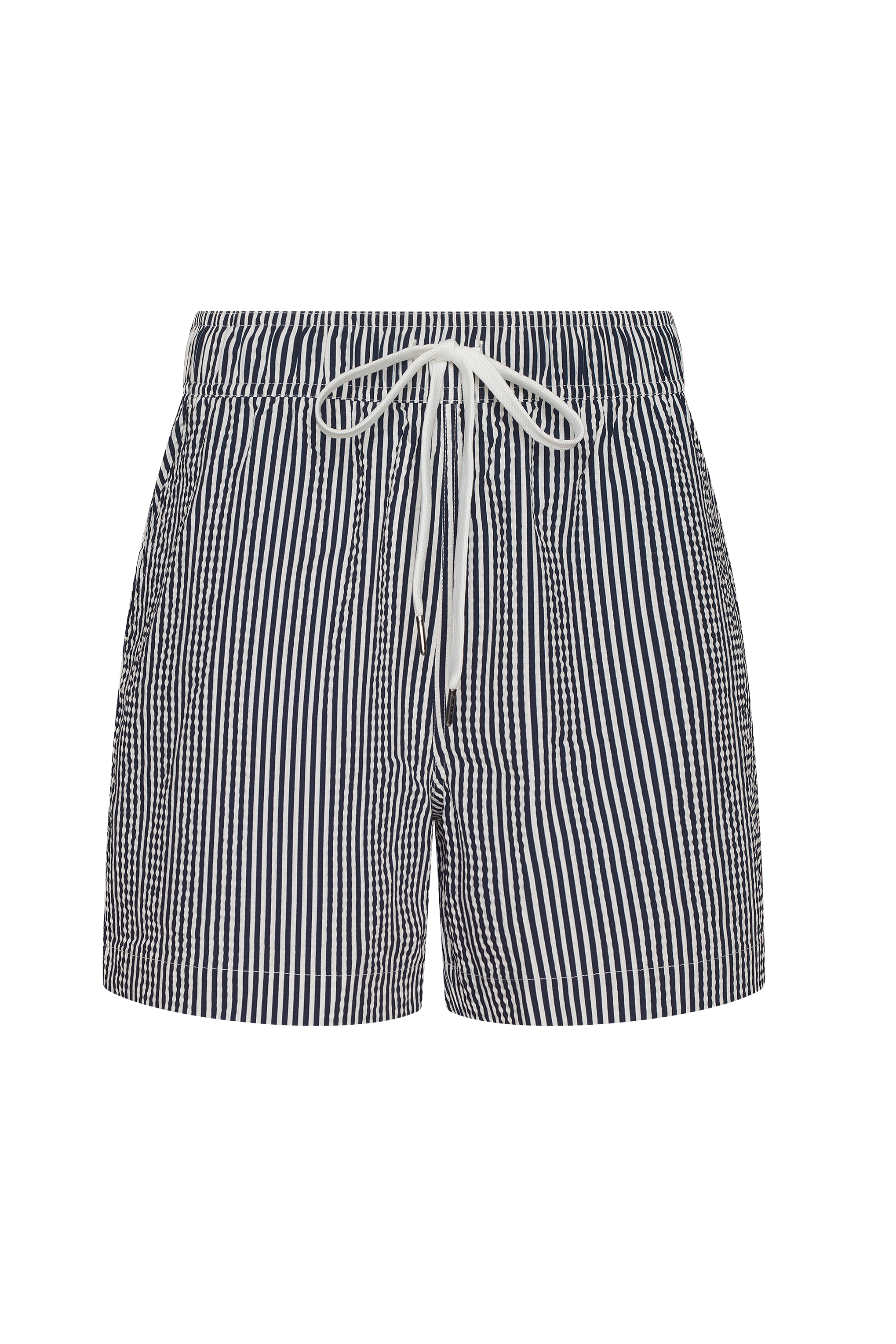 Seersucker Swim Trunk | Dark Navy Stripe