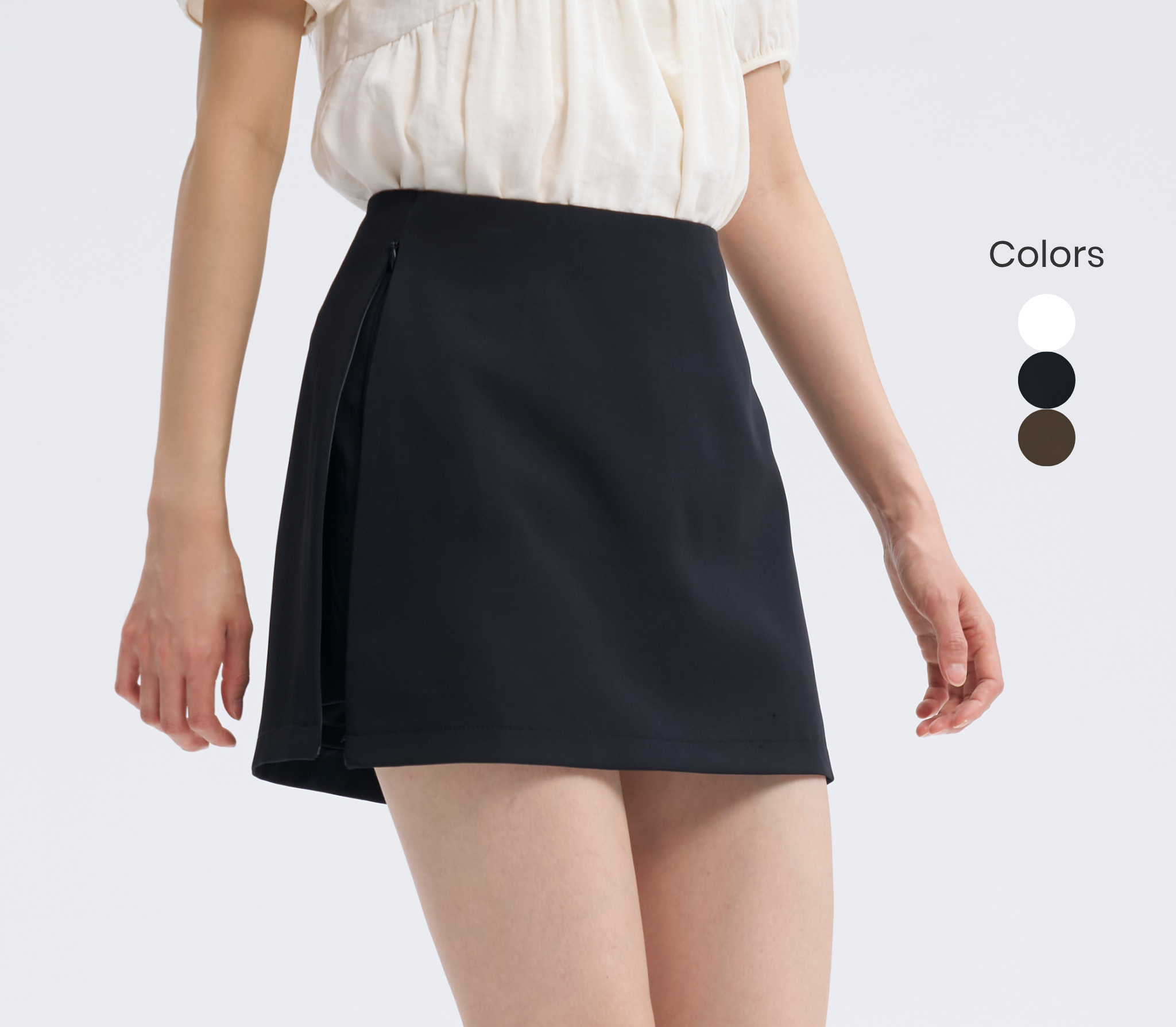 Adjustable Side-Zip Skorts With Hidden Pocket