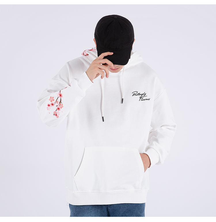 Cherry Blossom Butterfly Embroidered Hoodie