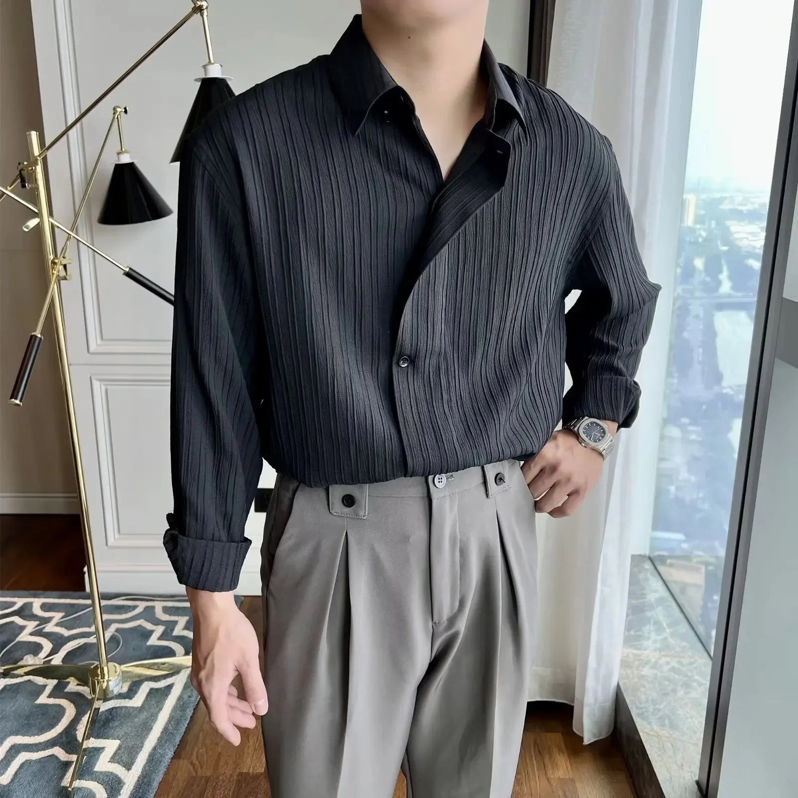 Old Money Textured Button-Up Shirt