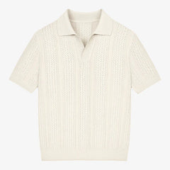 Open-Knit Casual Polo Shirt