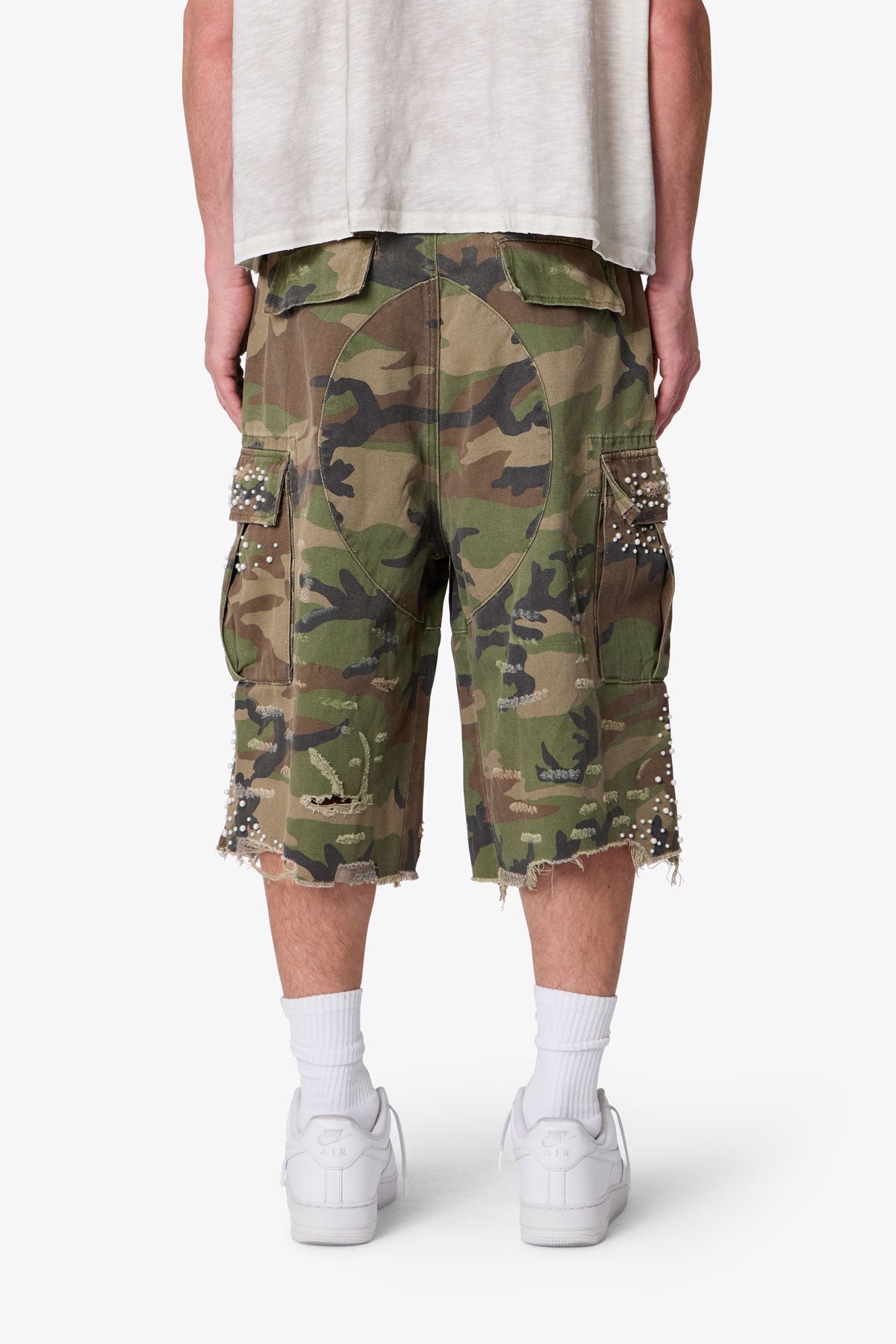 Pearled Cargo Shorts - Camo