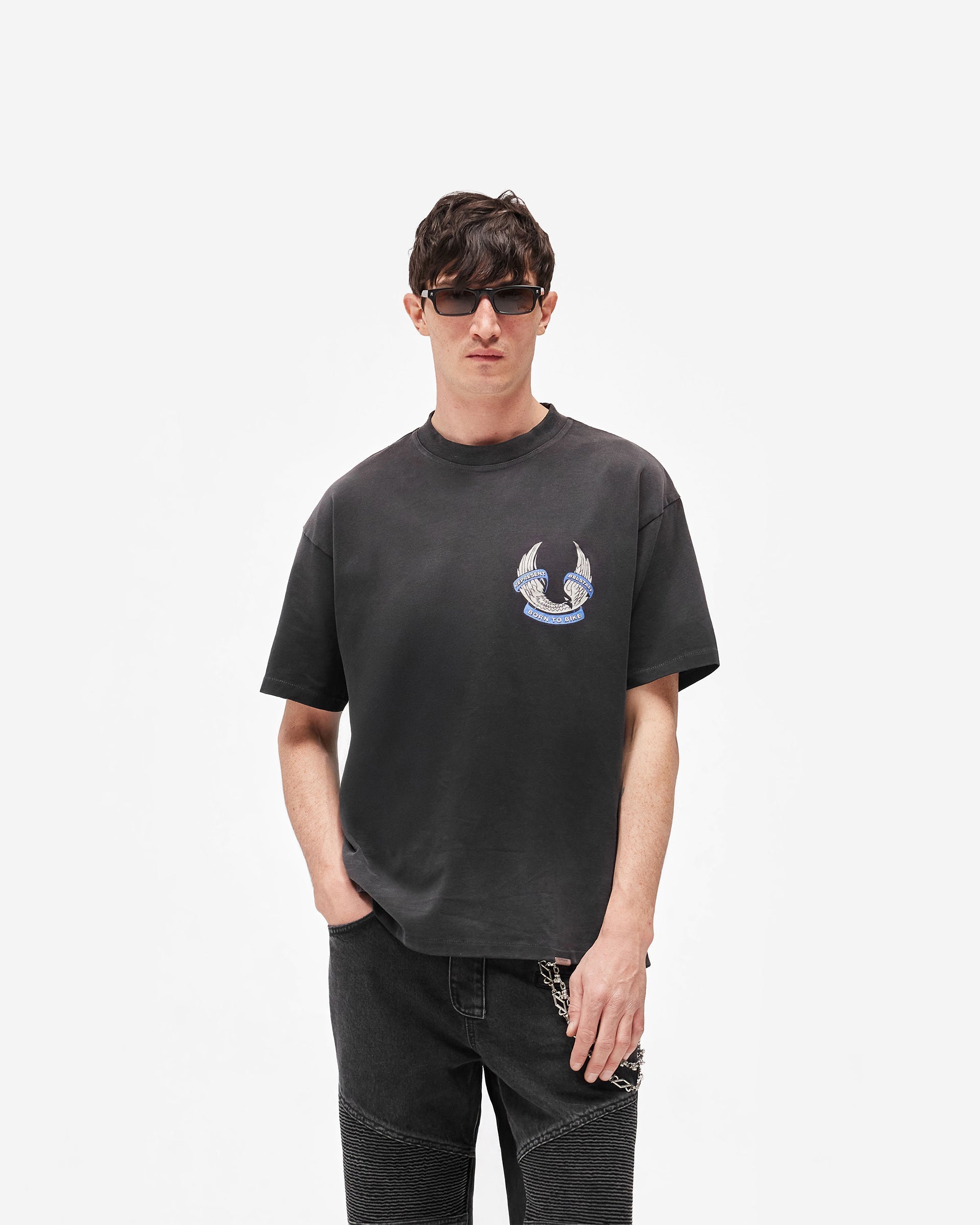 Represent X Belstaff Born To Bike T-Shirt - Aged Black