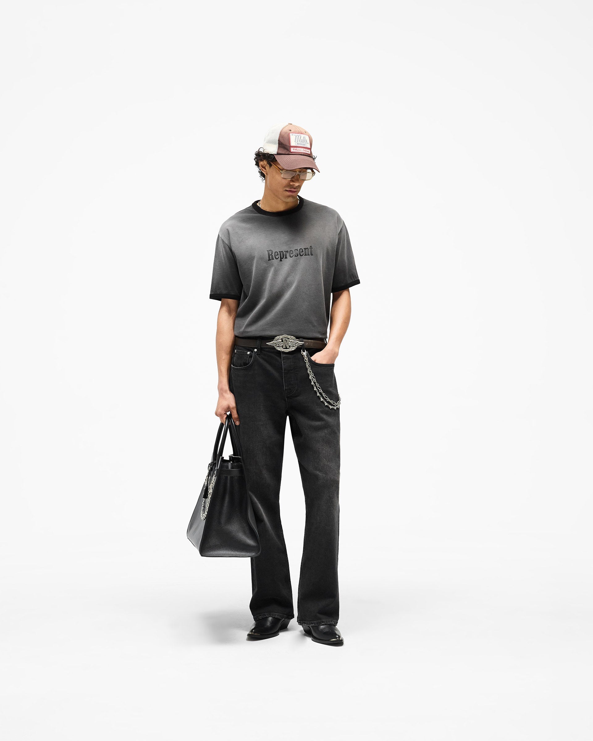Represent Ringer T-Shirt - Stained Black