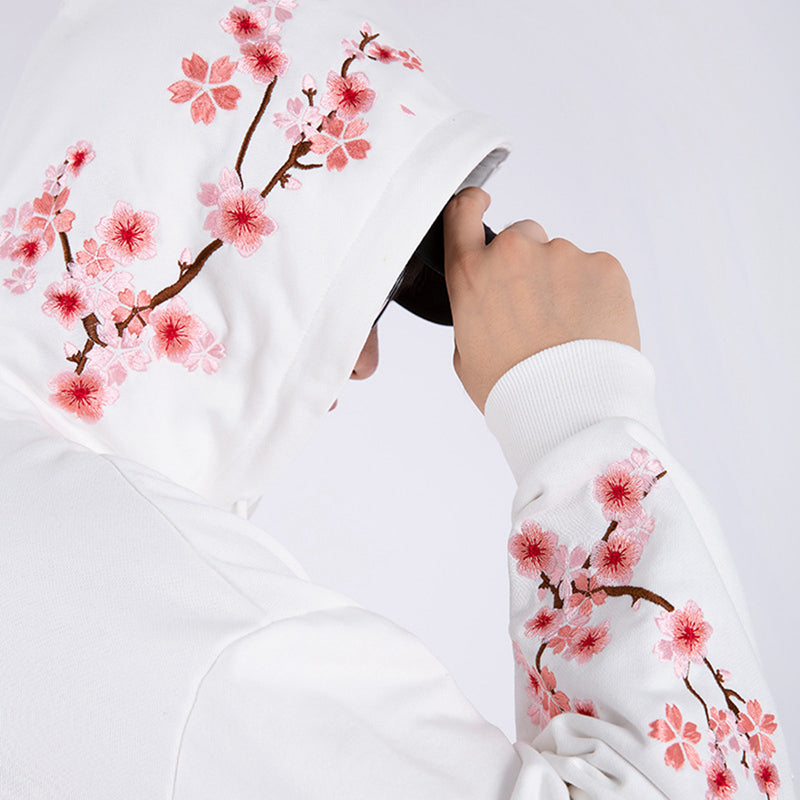 Cherry Blossom Butterfly Embroidered Hoodie
