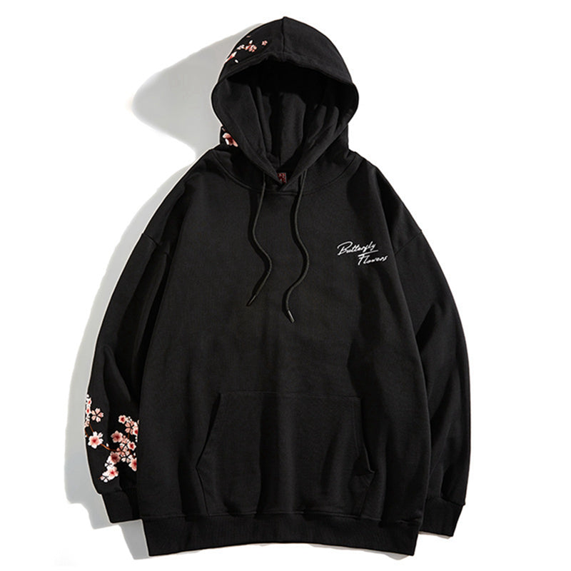 Cherry Blossom Butterfly Embroidered Hoodie