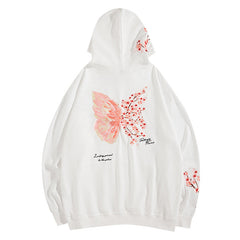 Cherry Blossom Butterfly Embroidered Hoodie