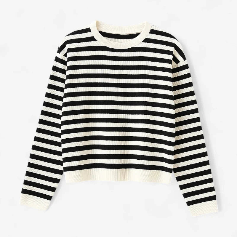 Striped Crew Neck Long Sleeve Top