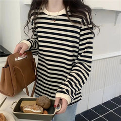 Striped Crew Neck Long Sleeve Top