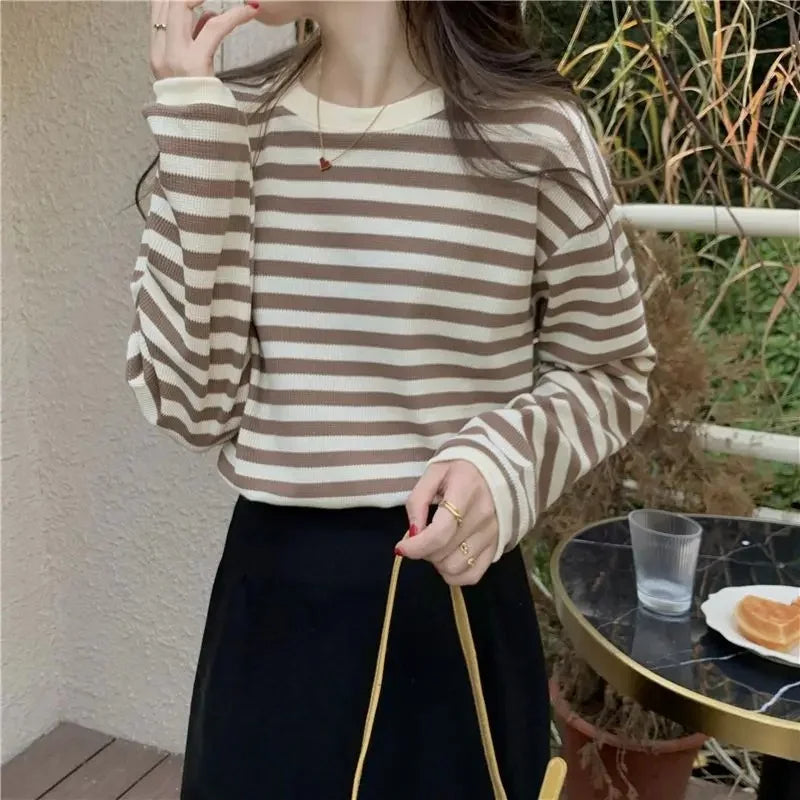 Striped Crew Neck Long Sleeve Top
