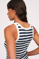 Slinky Rib Tank | Navy Stripe