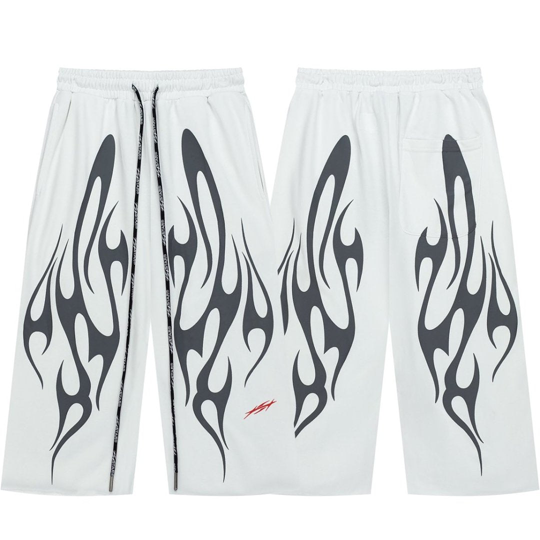 Tribal Flame Graphic Baggy Sweatpants
