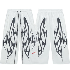Tribal Flame Graphic Baggy Sweatpants