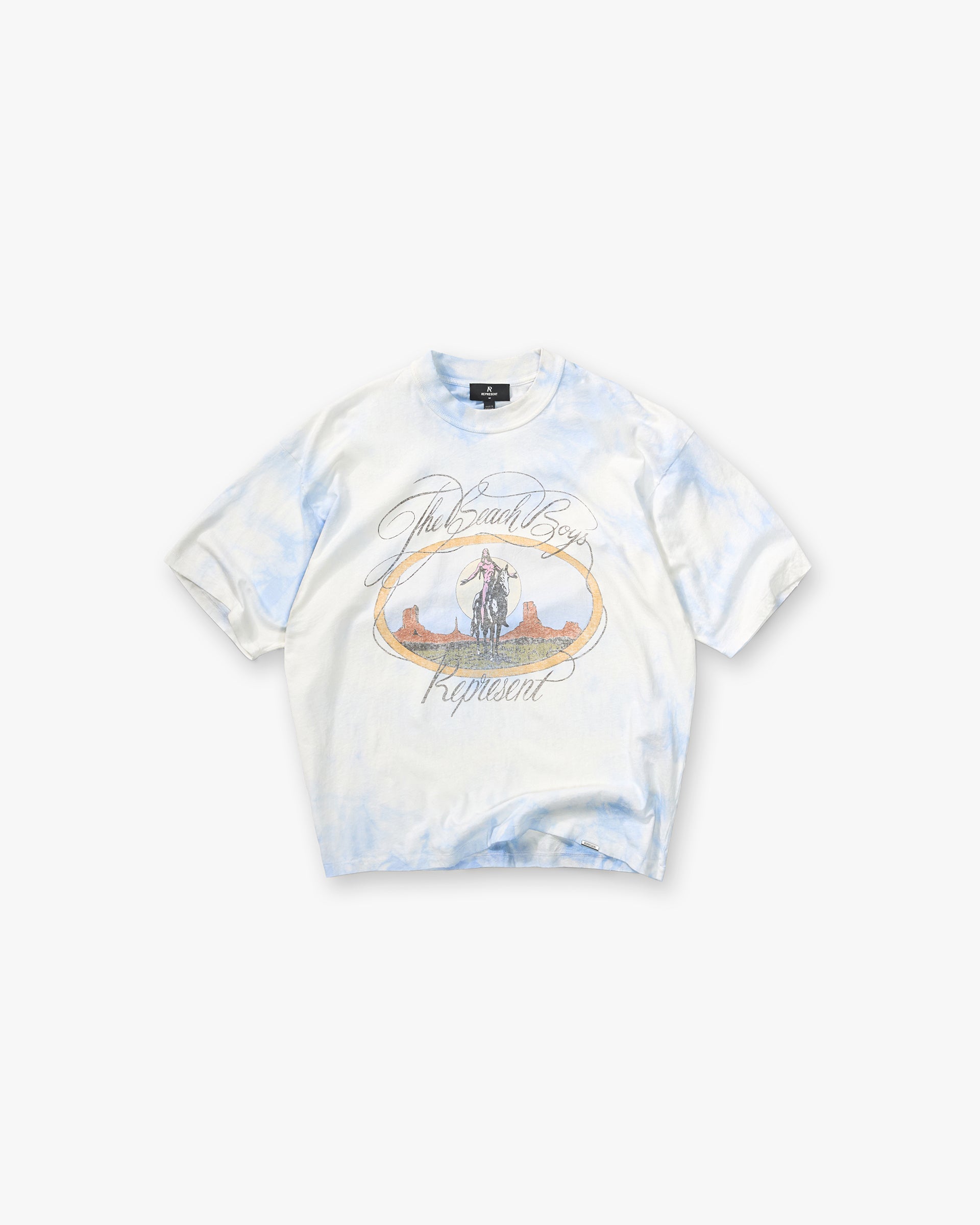 Represent x Beach Boys Script T-Shirt - Blue Tie Dye