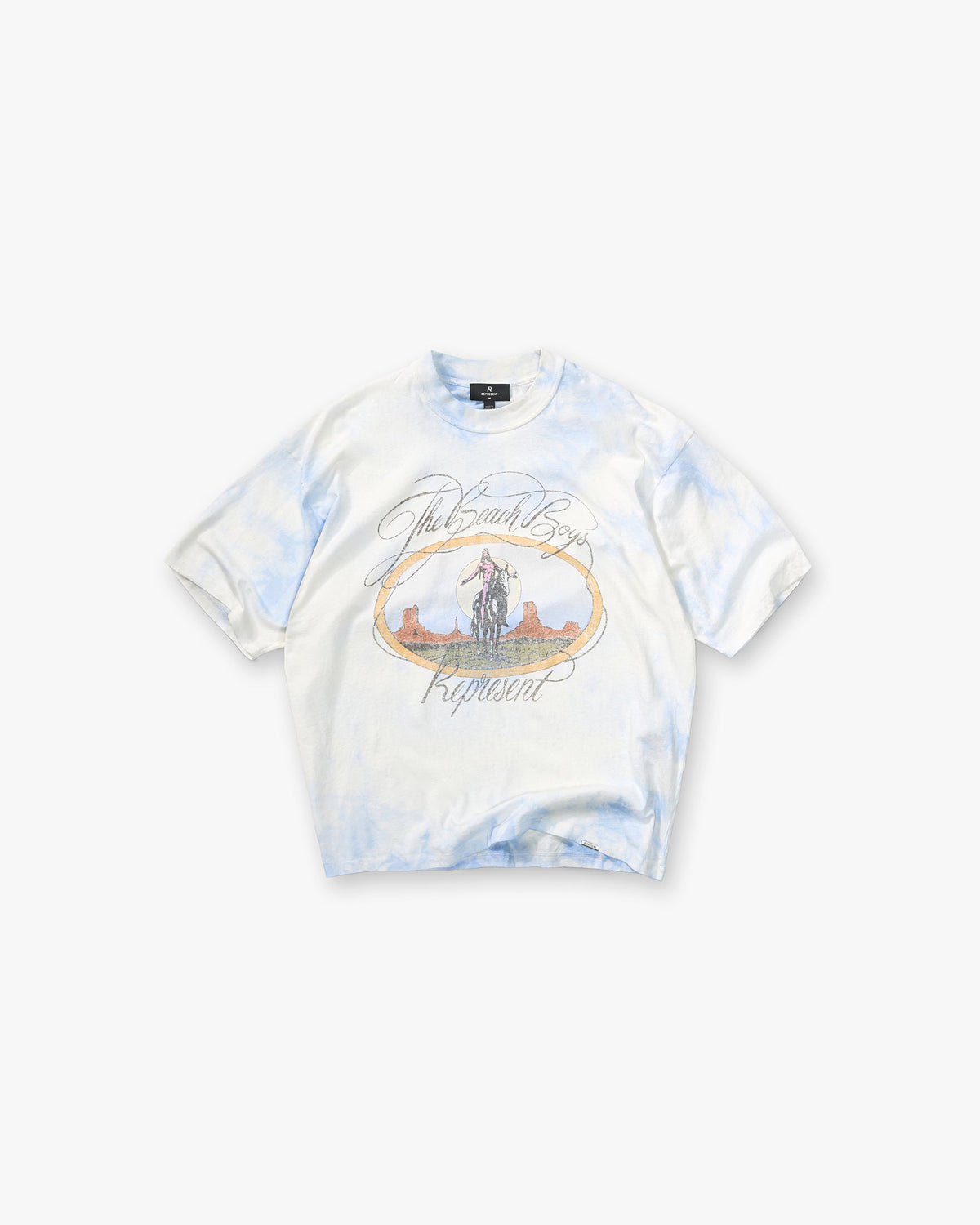 Represent x Beach Boys Script T-Shirt - Blue Tie Dye