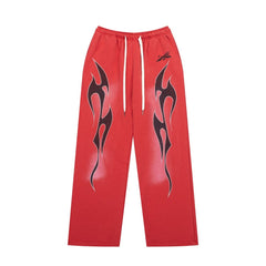 Red Tribal Graphic Baggy Sweatpants