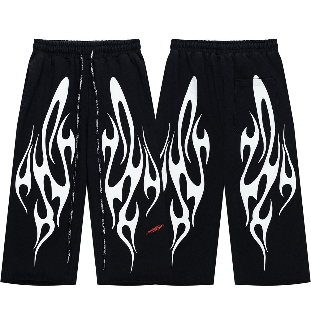 Tribal Flame Graphic Baggy Sweatpants