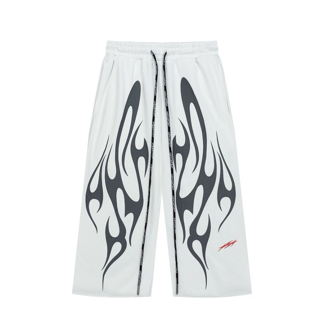 Tribal Flame Graphic Baggy Sweatpants