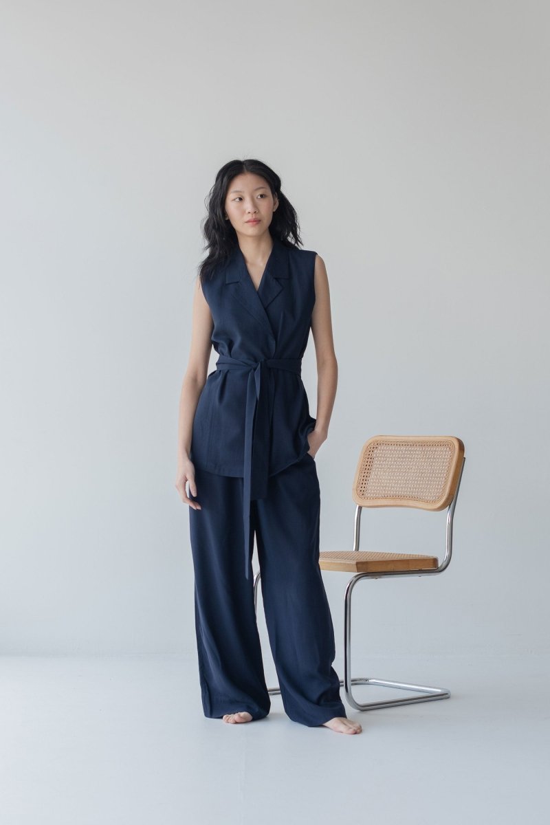 Elongate Elastic Pants in Nautical Blue