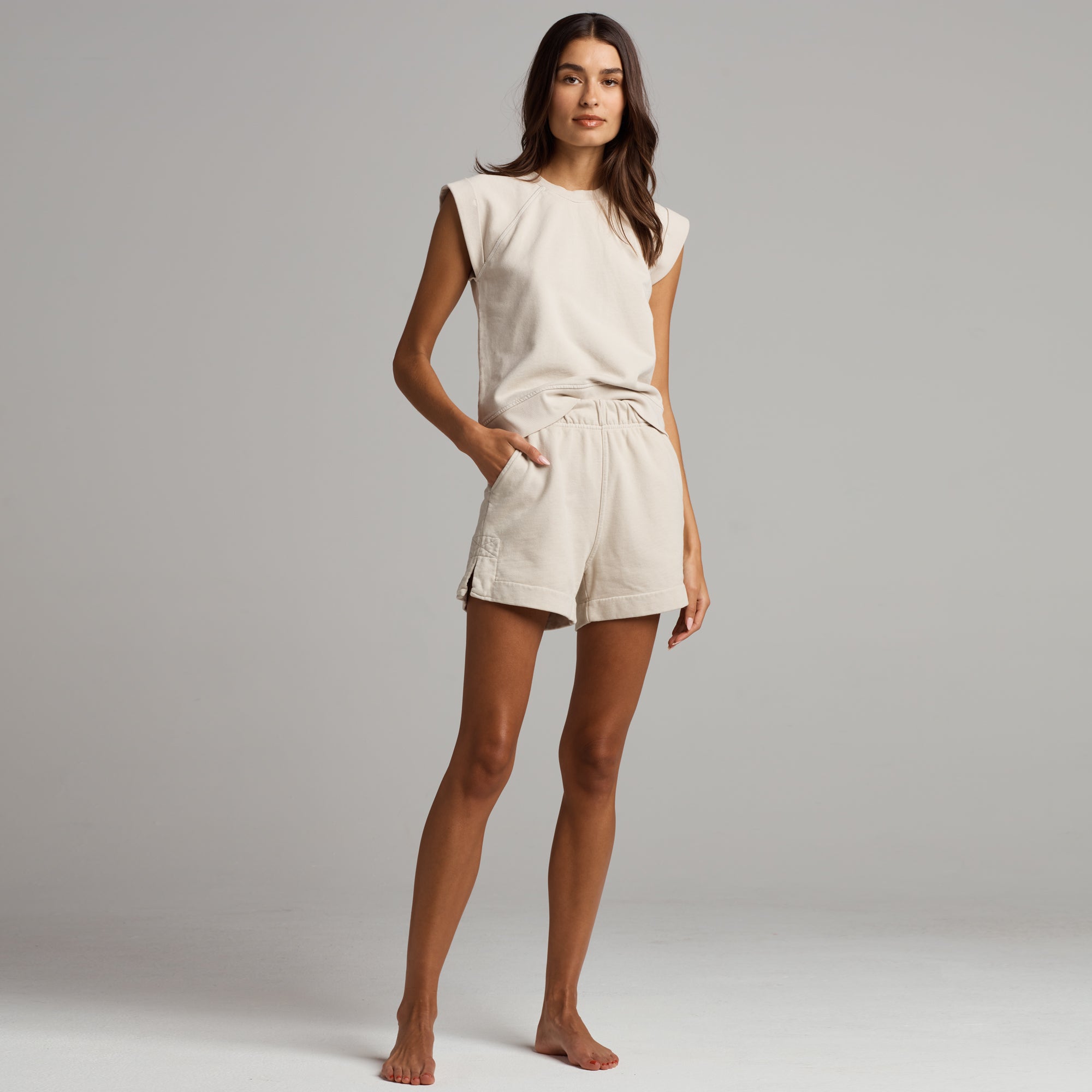 Estelle Cap-Sleeve Raglan Terry Sweatshirt