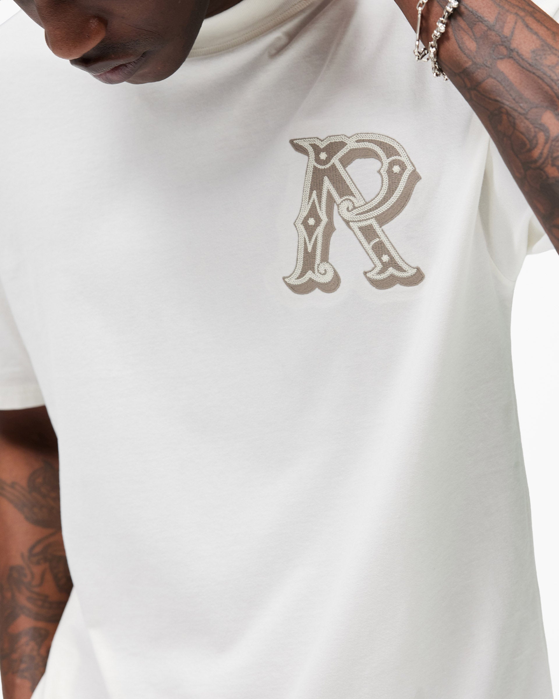 Western Initial T-Shirt - Flat White