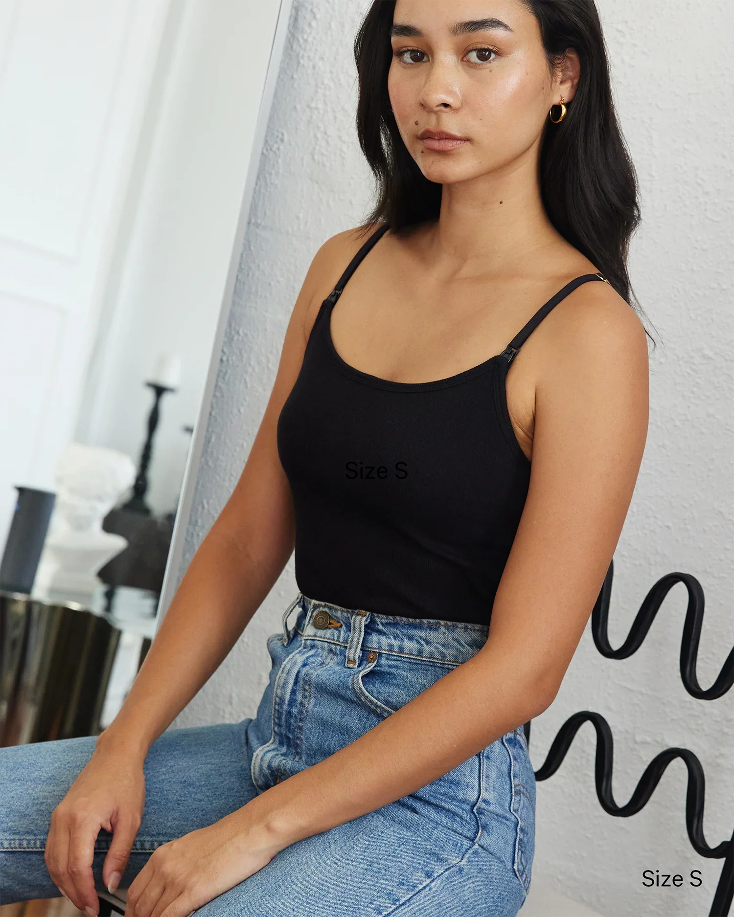 Soft Ribbed Nursing Tank - Black
