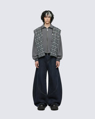 Dark Blade Pants - Wide-Leg Curved Denim