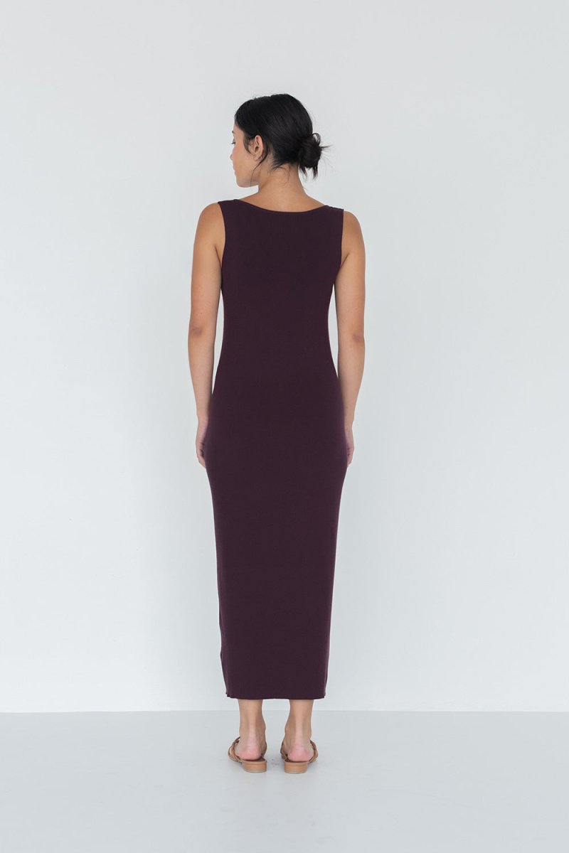 Knit Bateau Neckline Dress in Cherry