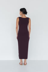 Knit Bateau Neckline Dress in Cherry