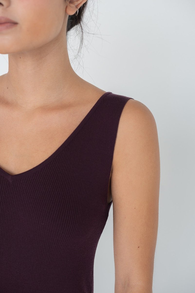 Knit Bateau Neckline Dress in Cherry