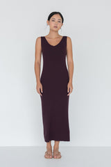 Knit Bateau Neckline Dress in Cherry